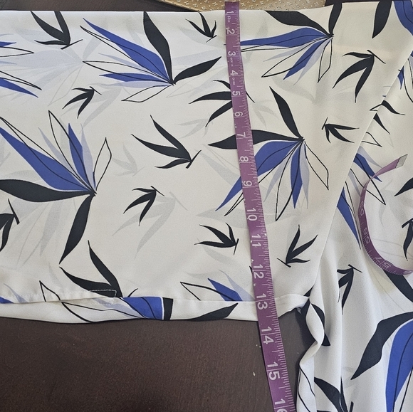 ALFANI; Women's Leaf Print 3/4 Length Kimono Sleeve Blouse, Sz 14 - Picture 9 of 9